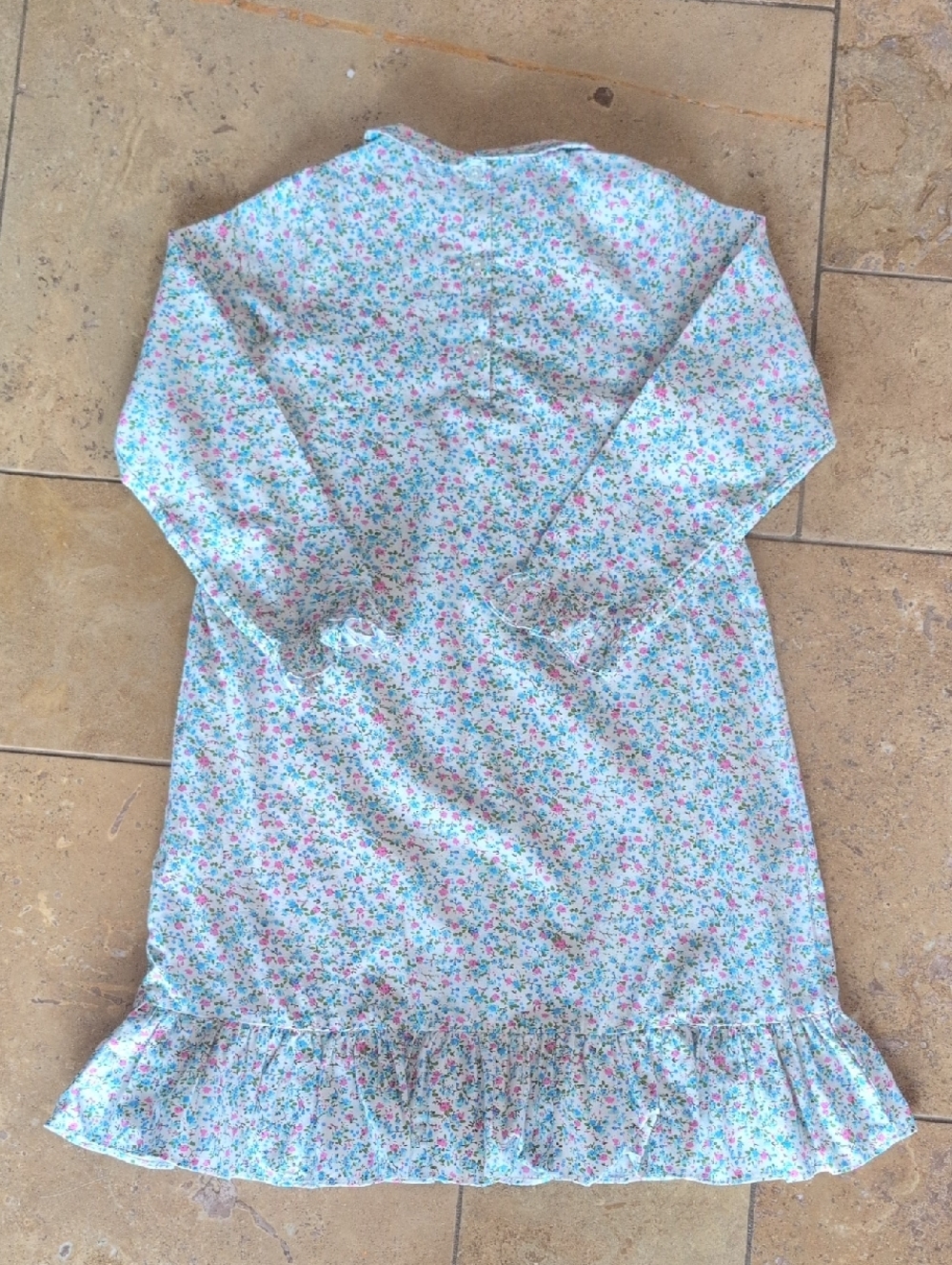 Petite Plume girl's nightgown.  Blue and pink floral. Size 10. - Picture 4 of 4